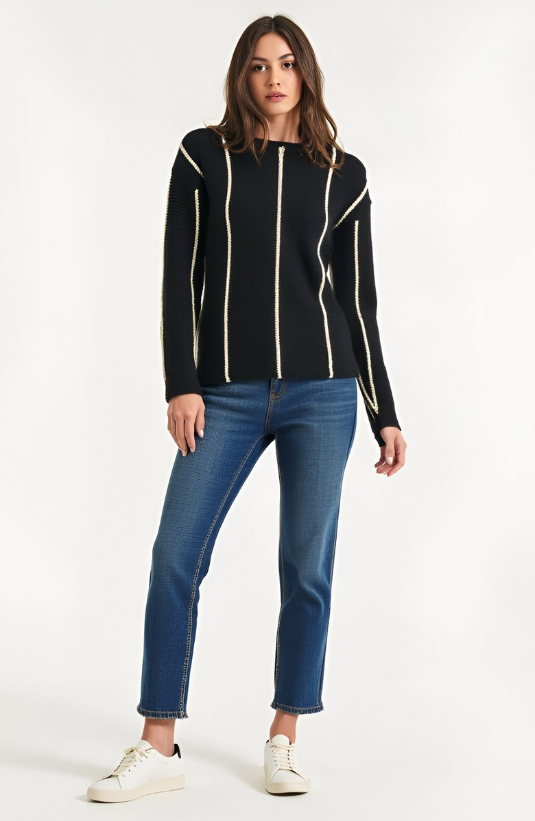 Modenaire Vertical Stripe Long Sleeve Knit Pullover Sweater, Alternate, color, 