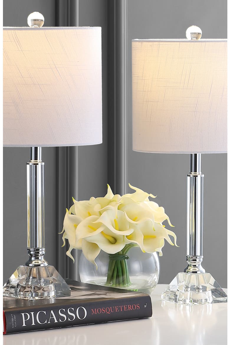 Dana 19.5" Crystal Column/Metal LED Table Lamp, Clear, Alternate, color, Clear