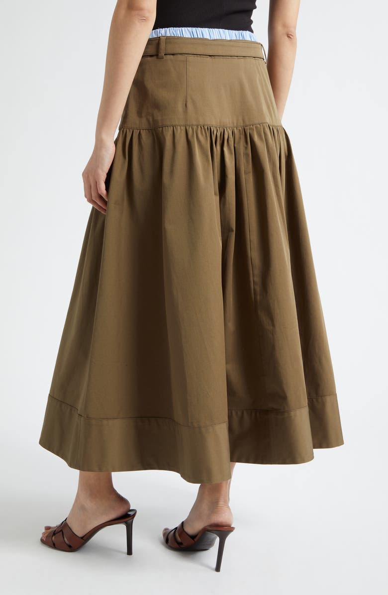 Cinq à Sept Peri Stretch Cotton Maxi Skirt, Alternate, color, Dark Olive/Blue Stripe
