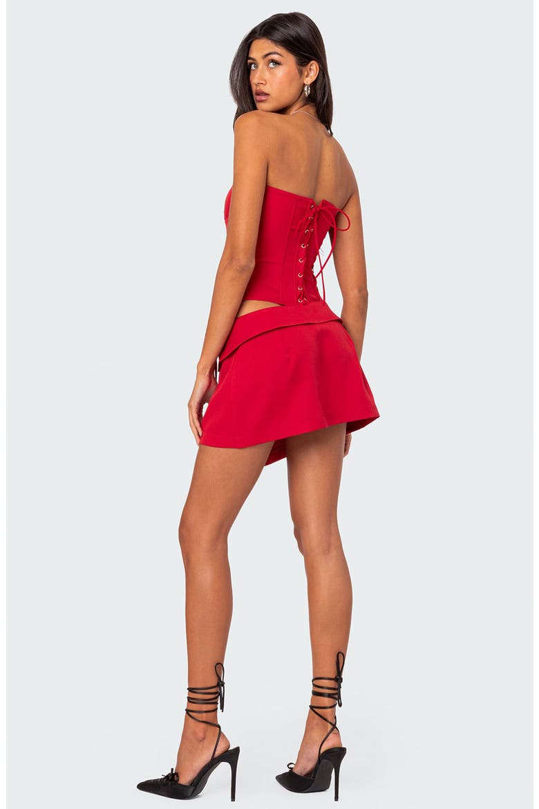 Selena Lace-Up Strapless Corset Top, Alternate, color, RED