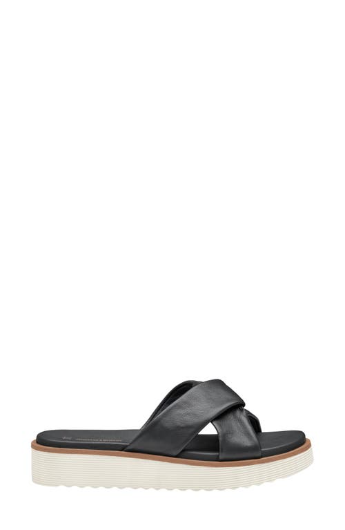 Johnston & Murphy Mitzi Knot Platform Wedge Slide Sandal In Black Glove Leather