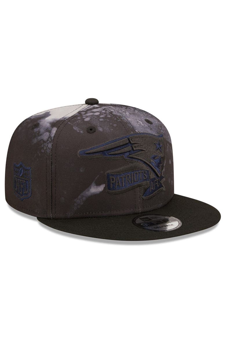 Men's New Era Black New England Patriots Ink Dye 2022 Sideline 9FIFTY Snapback Hat, Main, color, Black