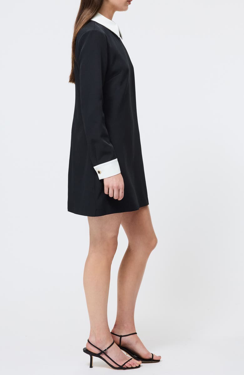 French Connection Echo Collared Long Sleeve Shift Dress, Alternate, color, Black