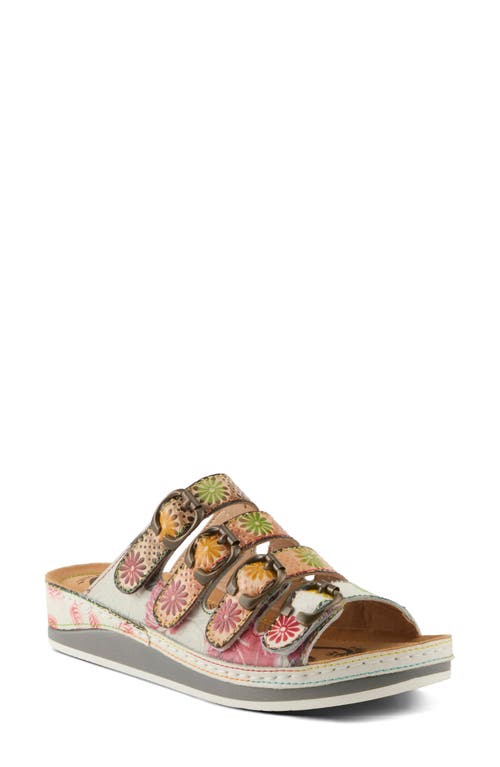 L'artiste By Spring Step Bellini Platform Wedge Slide Sandal In White Multi