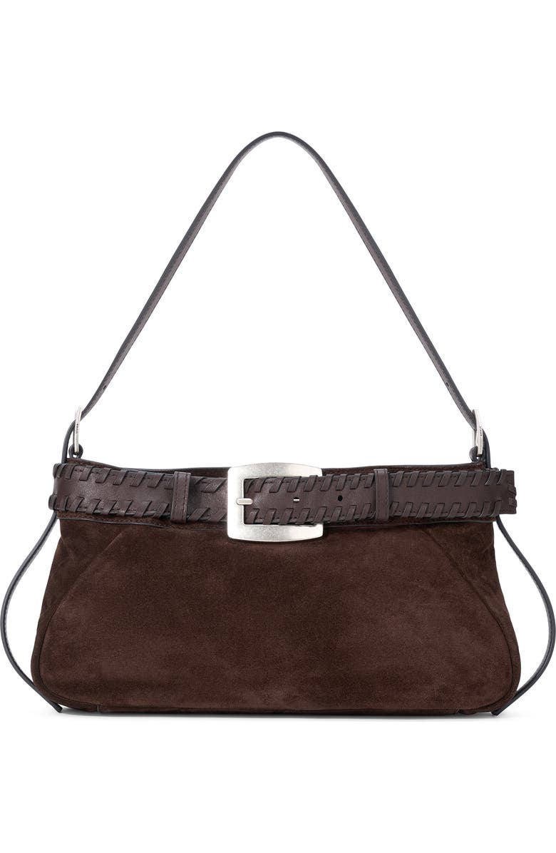 STAUD Brooklyn Suede Shoulder Bag, Main, color, Espresso
