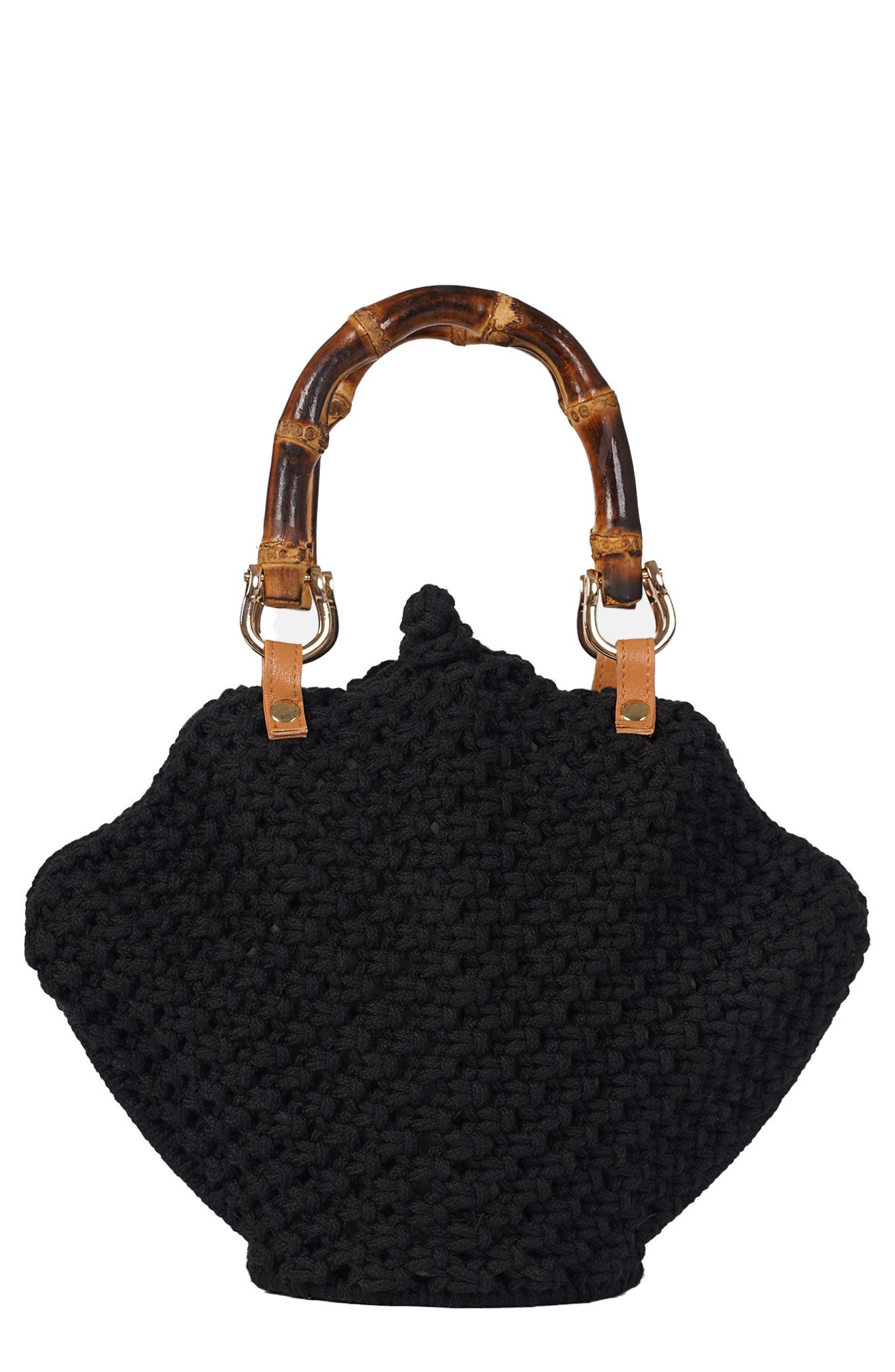 Crochet Shell Bag, Main, color, BLACK
