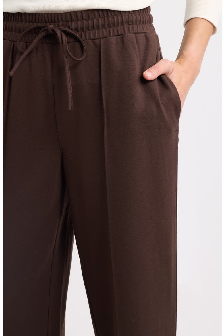 Pintuck Pull On Ponte Wide Leg Pants, Alternate, color, BROWN COFFEE