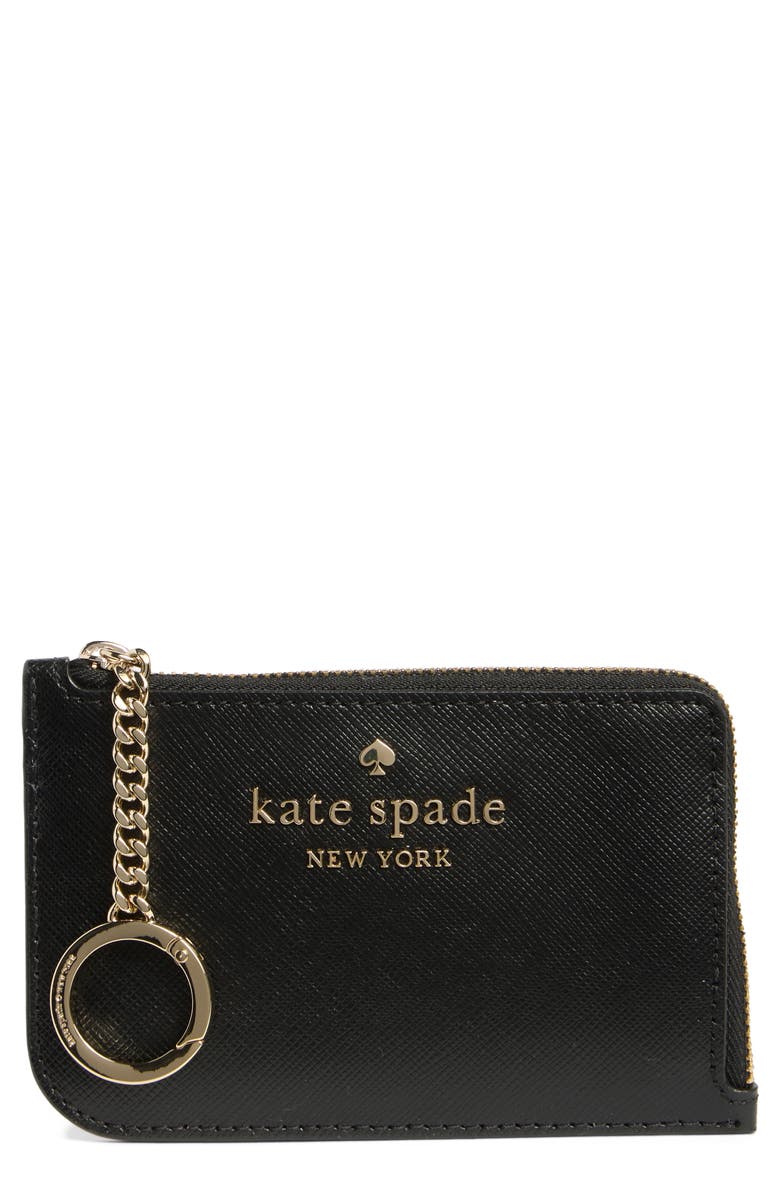 Kate Spade New York cameron medium l-zip card holder, Main, color, Black