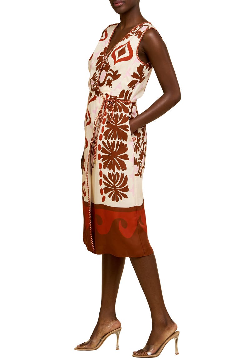Cherette Wrap Midi Dress, Alternate, color, CREAM MULTI