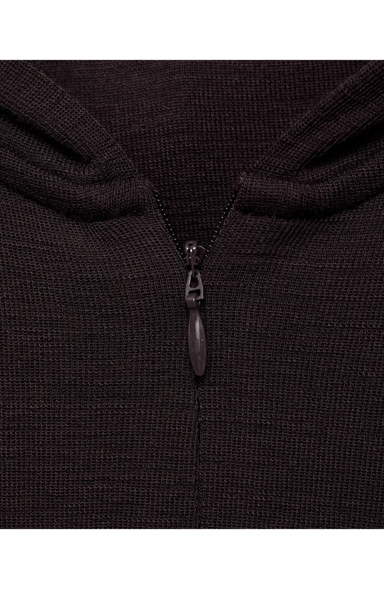 MANGO Wool Zip Hoodie, Alternate, color, Brown