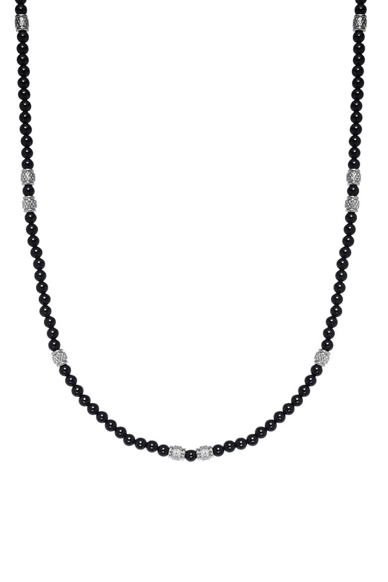 Men's Silas Agate Beaded Necklace, Alternate, color, BLACK