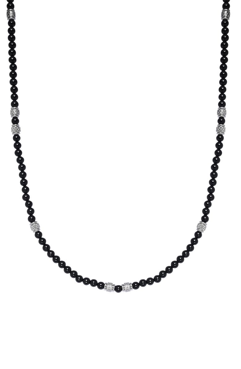 EYE CANDY LOS ANGELES Men's Silas Agate Beaded Necklace, Alternate, color, Black