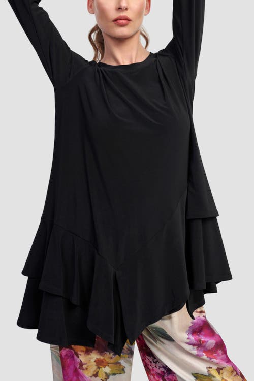 Alembika Asymmetric Peplum Tee In Black