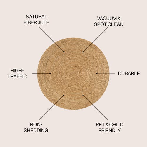 Jonathan Y Soleil Round Natural Jute Braided Circle Natural Round Area Rug In Natural