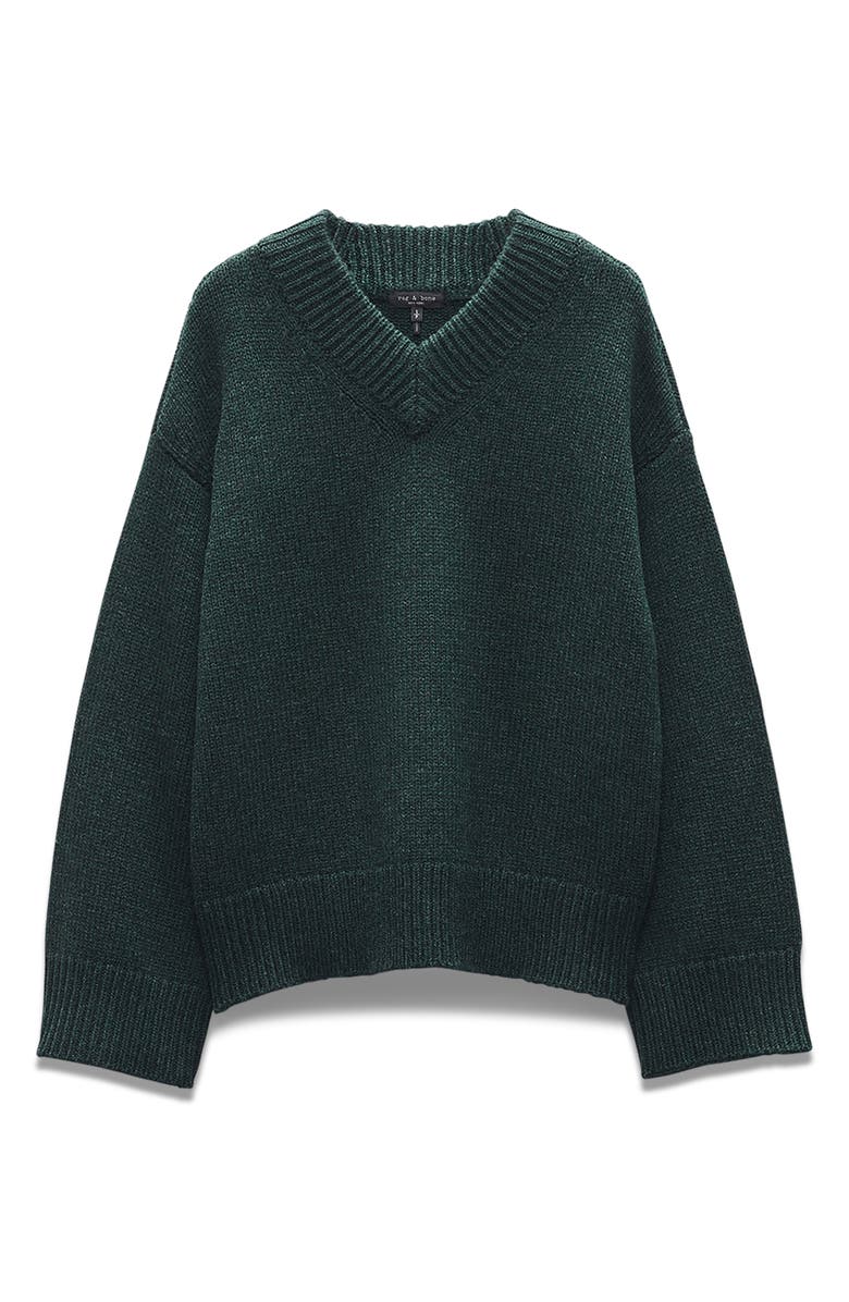 rag & bone Danica Wool & Cashmere V-Neck Sweater, Alternate, color, Darkgrn
