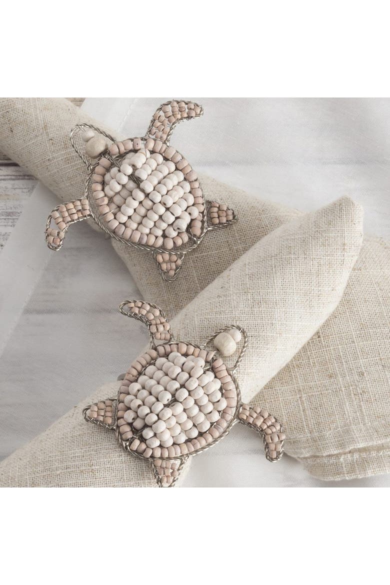 Napkin Rings Turtle - Wood and Metal, Alternate, color, Brown