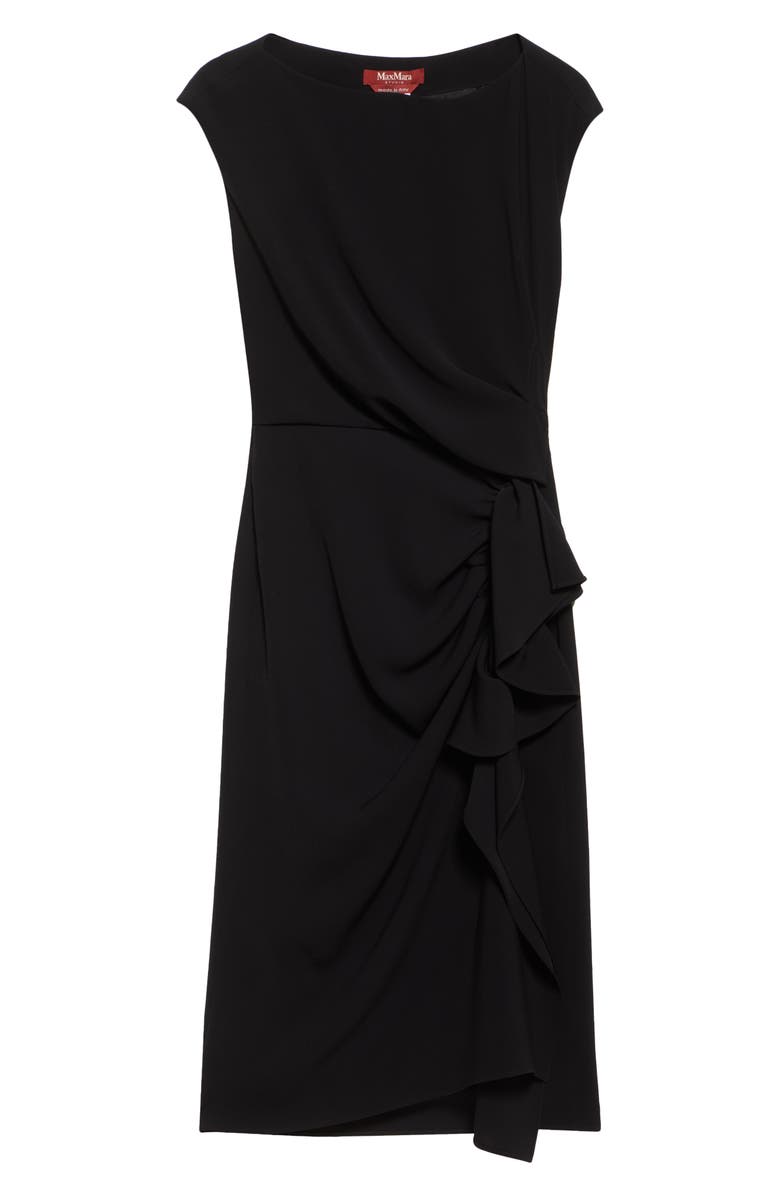 Max Mara Studio Aia Draped Cady Dress, Alternate, color, Black