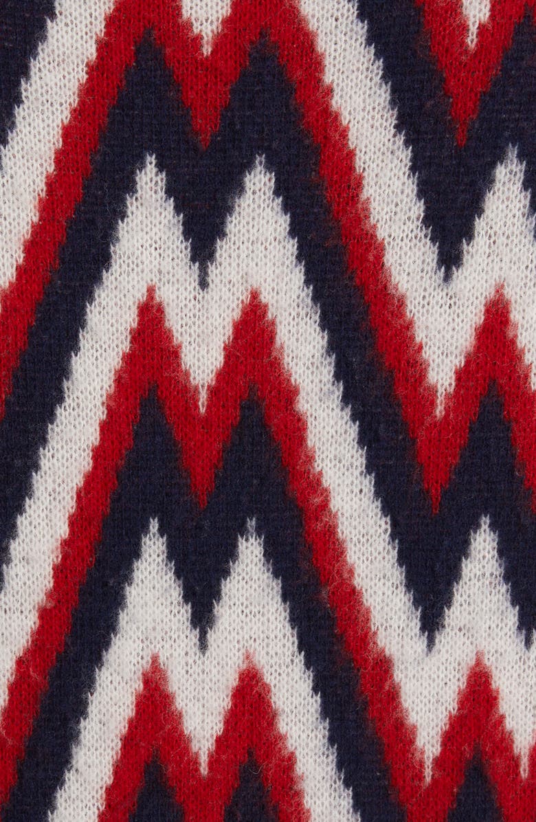 Moncler Zigzag Logo Jacquard Wool Sweater, Alternate, color,