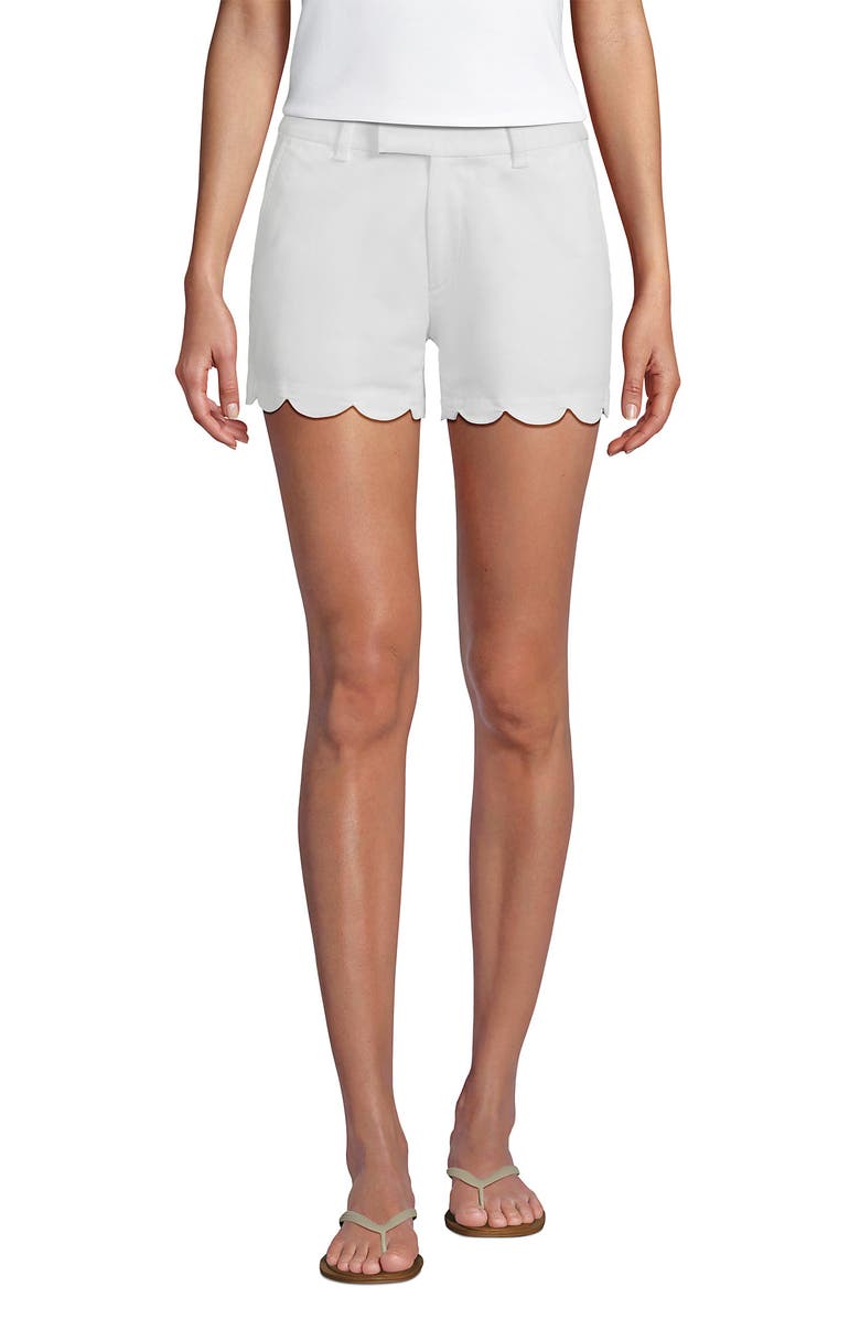 Lands' End Mid Rise Scallop Hem 5" Chino Shorts, Main, color, 
