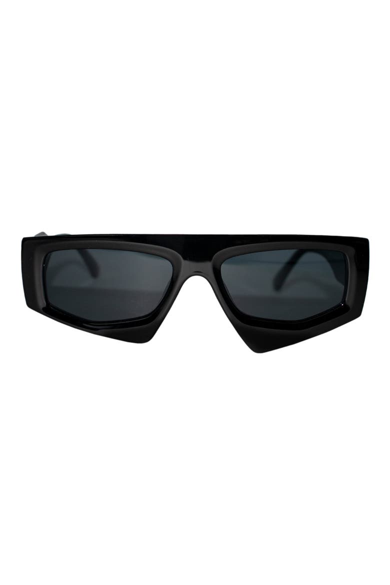 Ivy 54mm Polarized Geometric Sunglasses, Main, color, BLACK/ BLACK