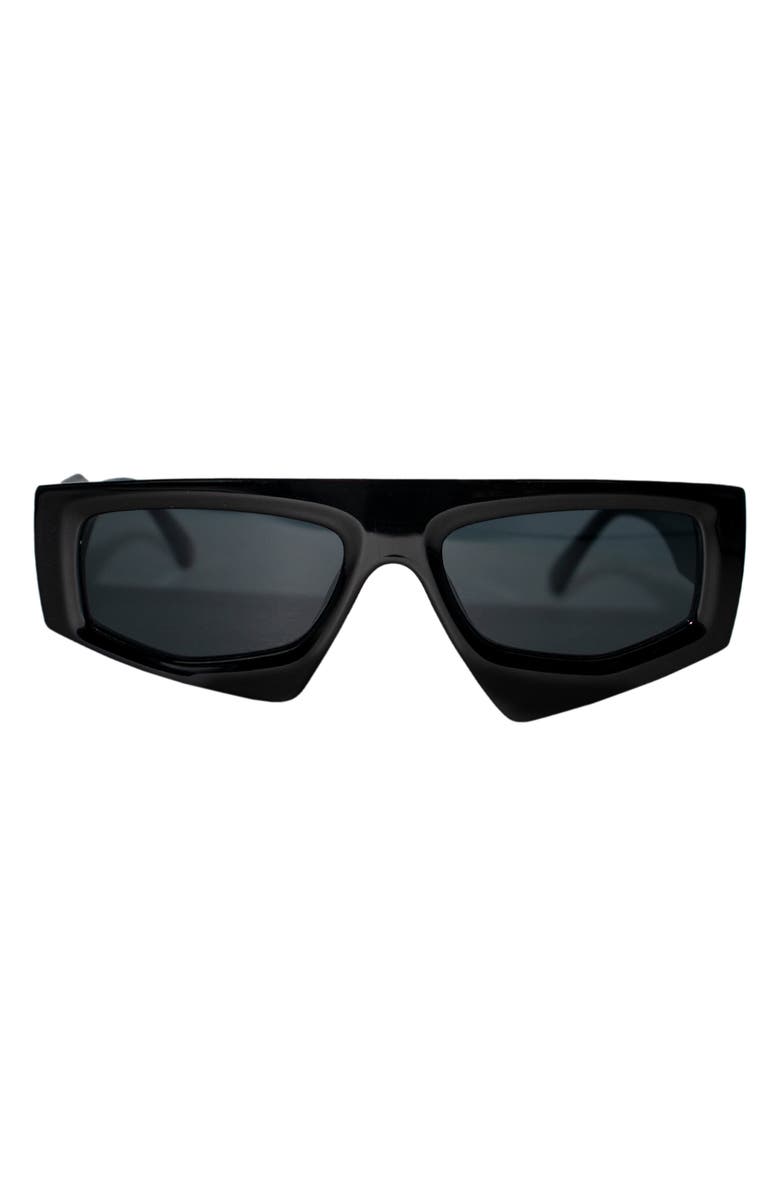 Fifth & Ninth Ivy 54mm Polarized Geometric Sunglasses, Main, color, Black/ Black