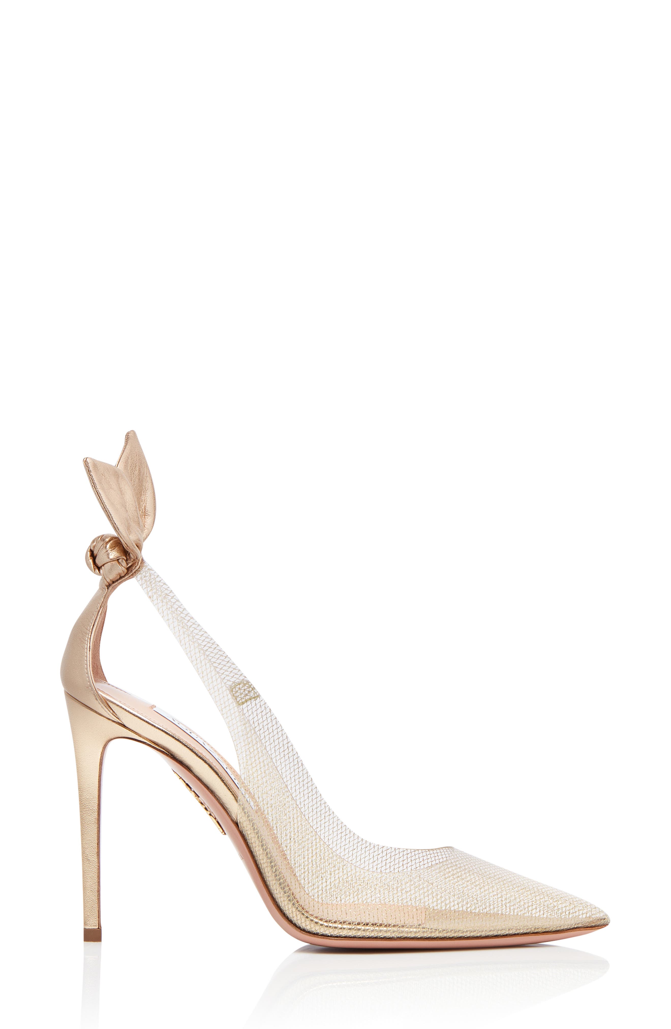 Aquazzura Bow Tie Clear Pointed Toe Pump, Alternate, color, 