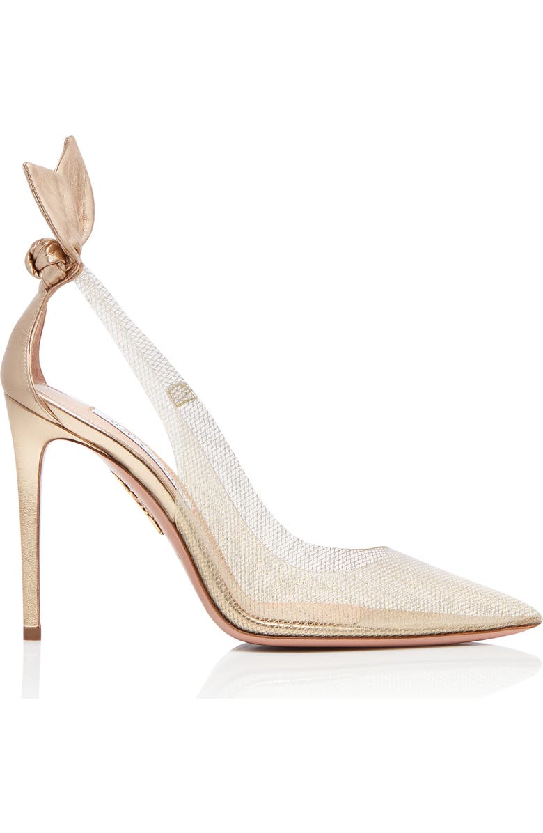 Aquazzura Bow Tie Clear Pointed Toe Pump, Alternate, color,