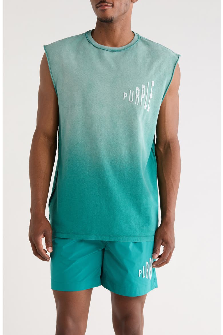 Distressed Sleeveless Graphic T-Shirt, Main, color, GREEN