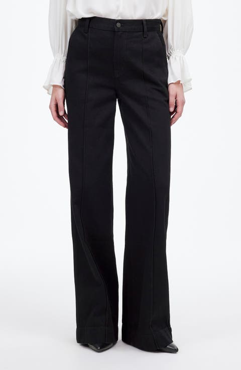Superwide-Leg Trouser Jeans (Black Rinse)