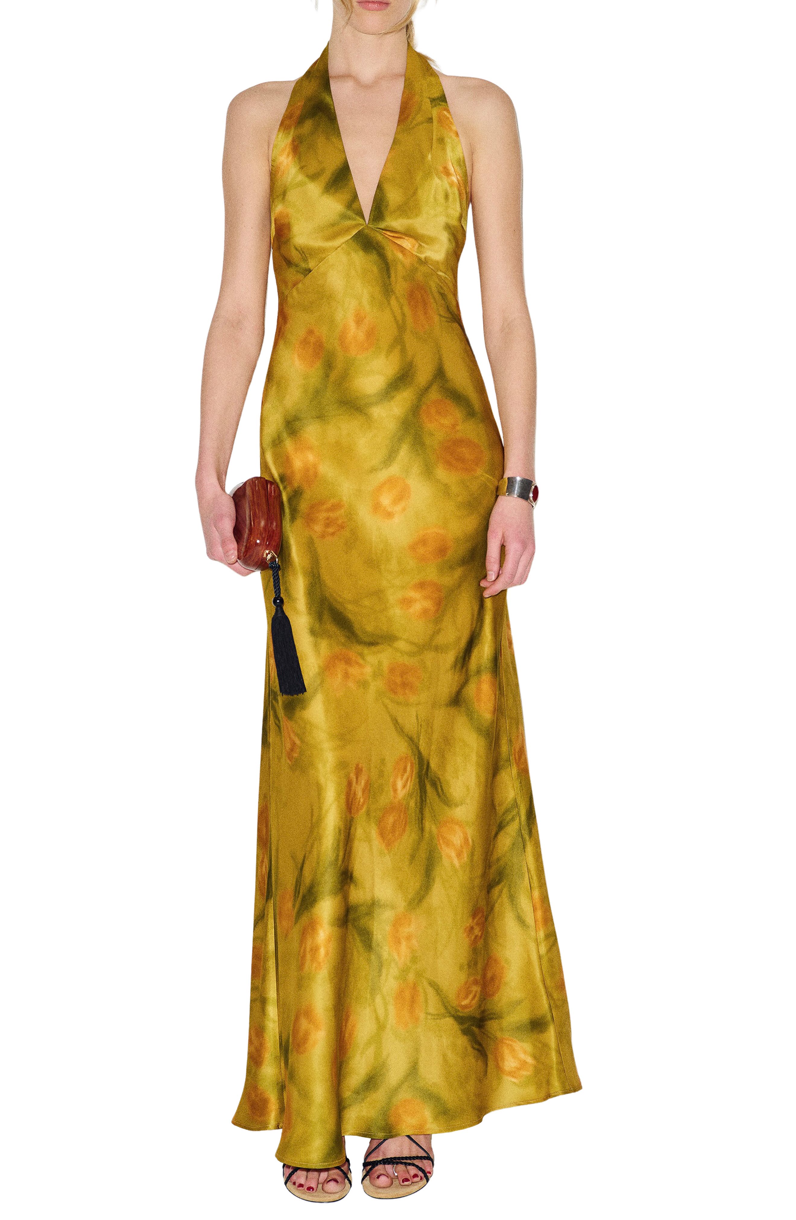 Reformation Daniela Silk Halter Maxi Dress (Women) | Nordstromrack