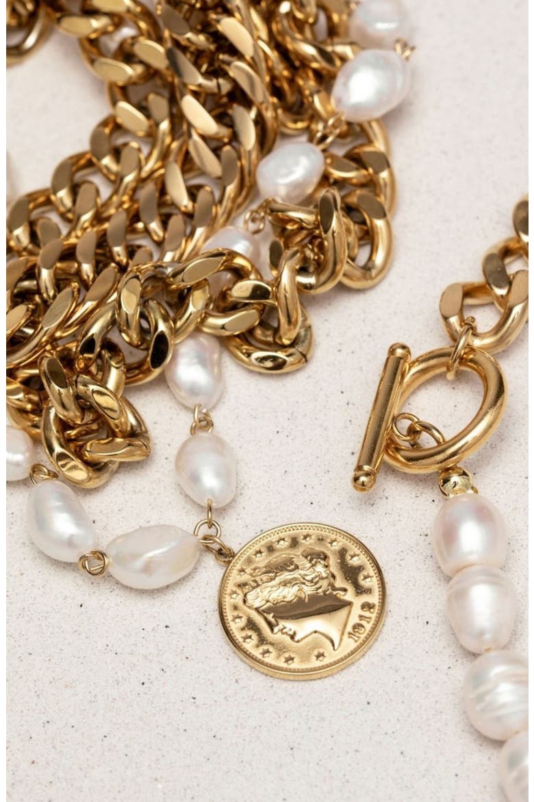Aragon Freshwater Pearl Necklace, Alternate, color, WHITE