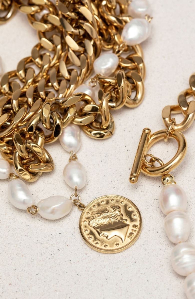 st. Moran Aragon Freshwater Pearl Necklace, Alternate, color, White