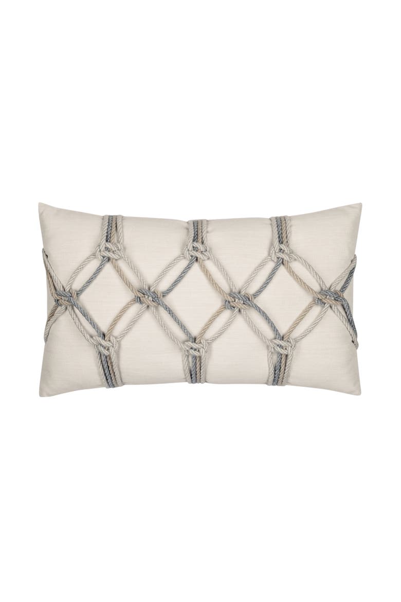 Rope Hand Knotted Macrame Indoor & Outdoor Woven Accent Pillow, 12x20, Main, color, Grigio