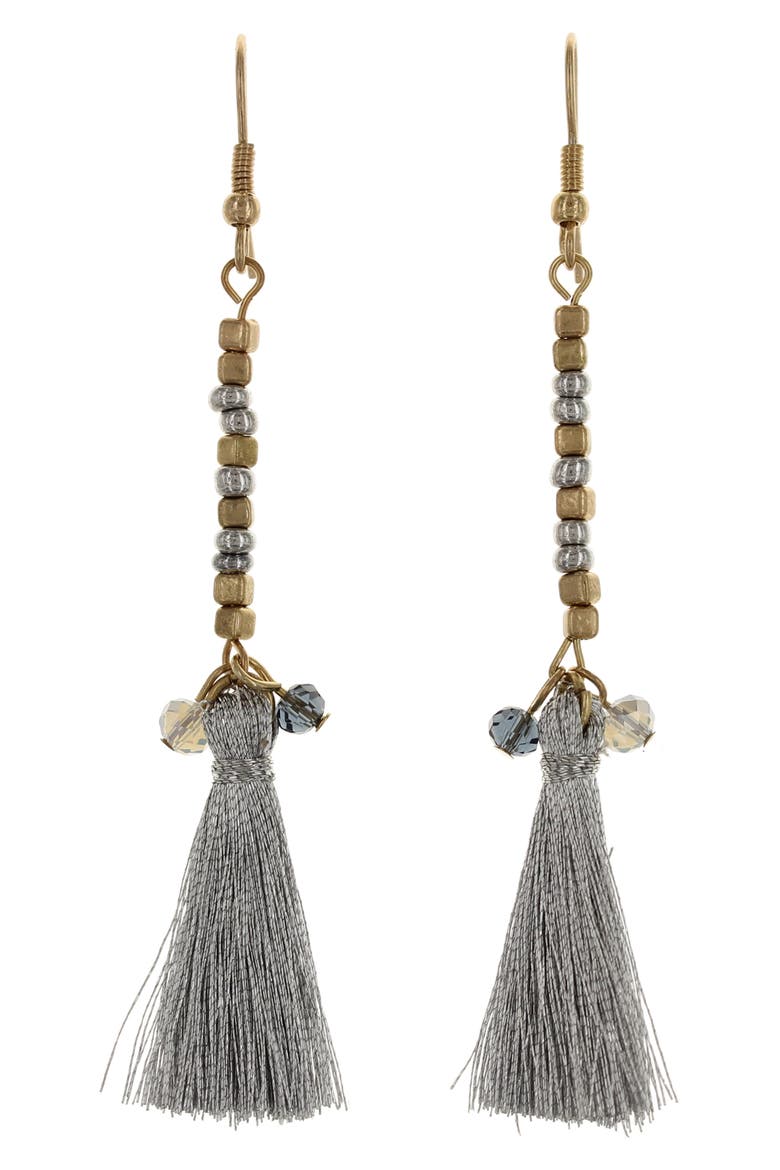 Beaded Fringe Drop Earrings, Main, color, GOLD / MULTI