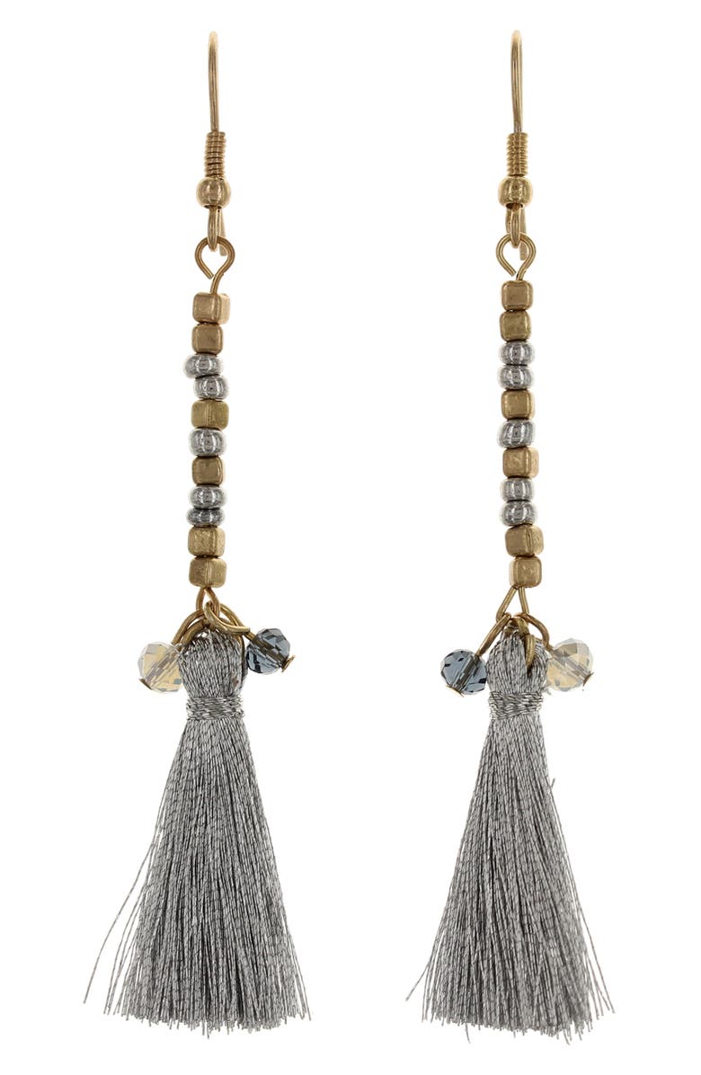 OLIVIA WELLES Beaded Fringe Drop Earrings, Main, color, Gold / Multi