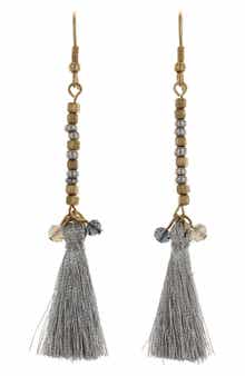 OLIVIA WELLES Beaded Fringe Drop Earrings