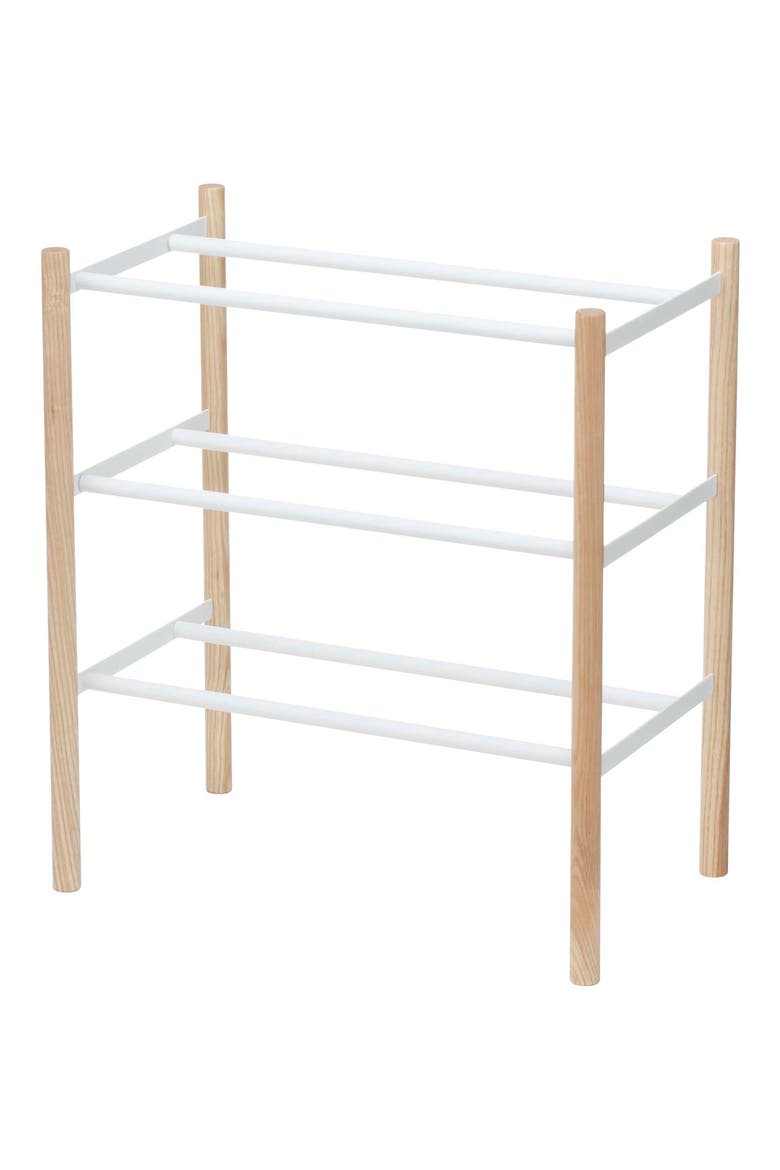 Expandable 3-Tier Shoe Rack, Main, color, WHITE