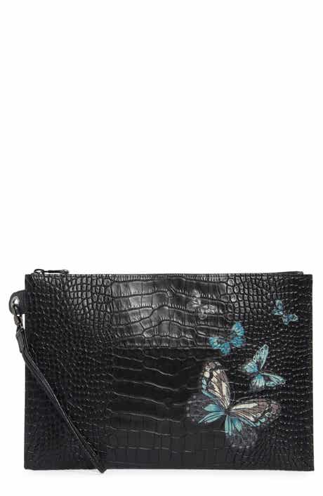 Longchamp Le Pliage Croc Embossed Leather Wristlet