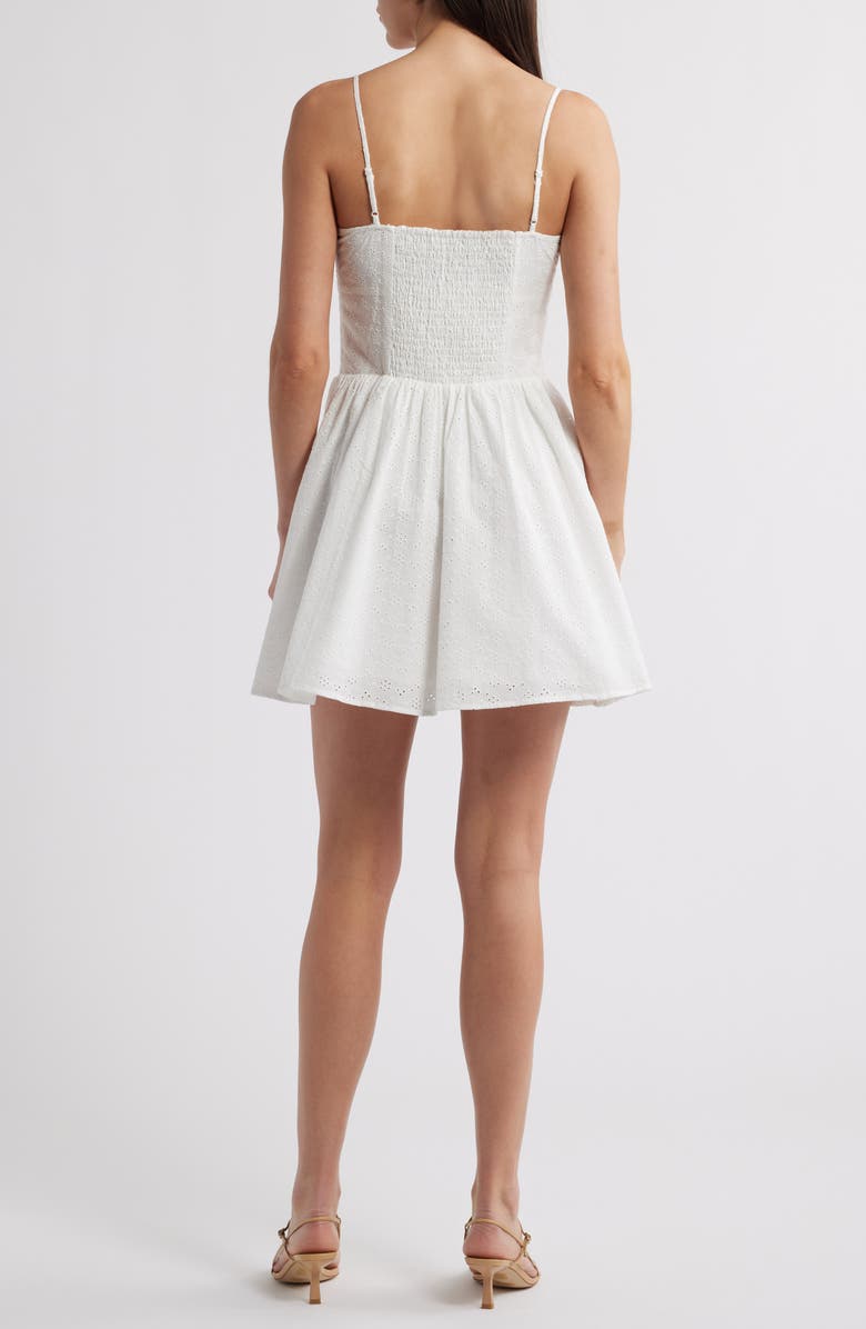 Charles Henry Cotton Eyelet Minidress, Alternate, color, Ivory