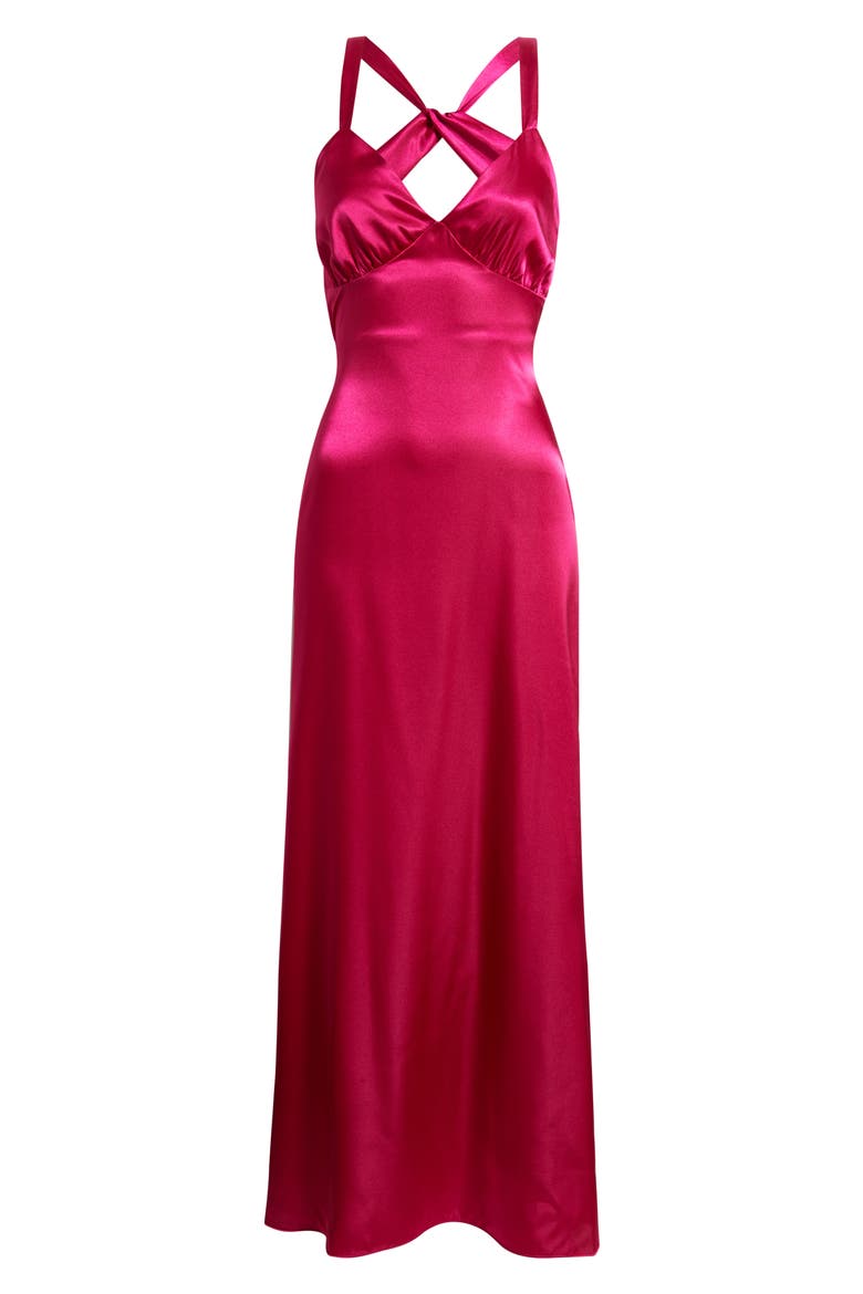 Strappy Back Satin Charmeuse Gown, Alternate, color, FUCHSIA