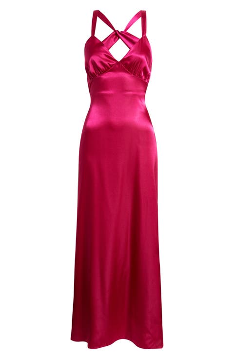 Strappy Back Satin Charmeuse Gown