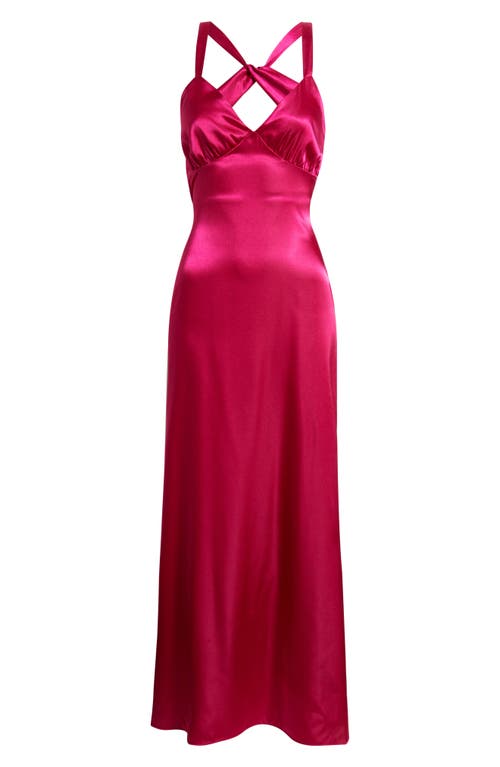 Jump Apparel Strappy Back Satin Charmeuse Gown In Pink