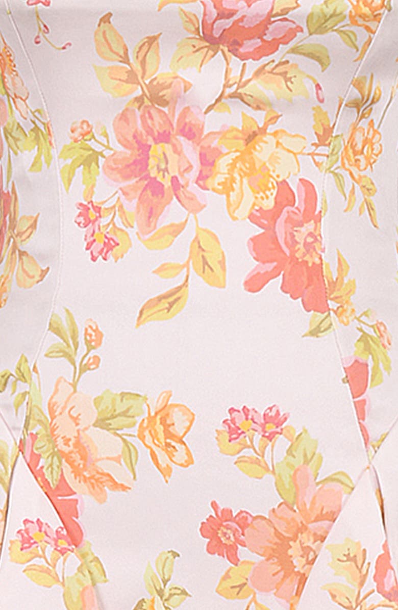 HOUSE OF CB Bunny Voluminous Skirt Minidress, Alternate, color, Peach Poppy Print