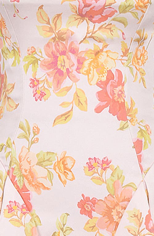 House Of Cb Bunny Voluminous Skirt Minidress In Peach Poppy Print