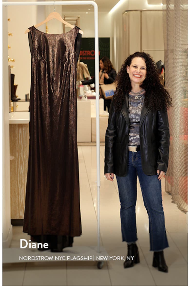 Metallic Column Evening Gown with Elegant Cowl Back video