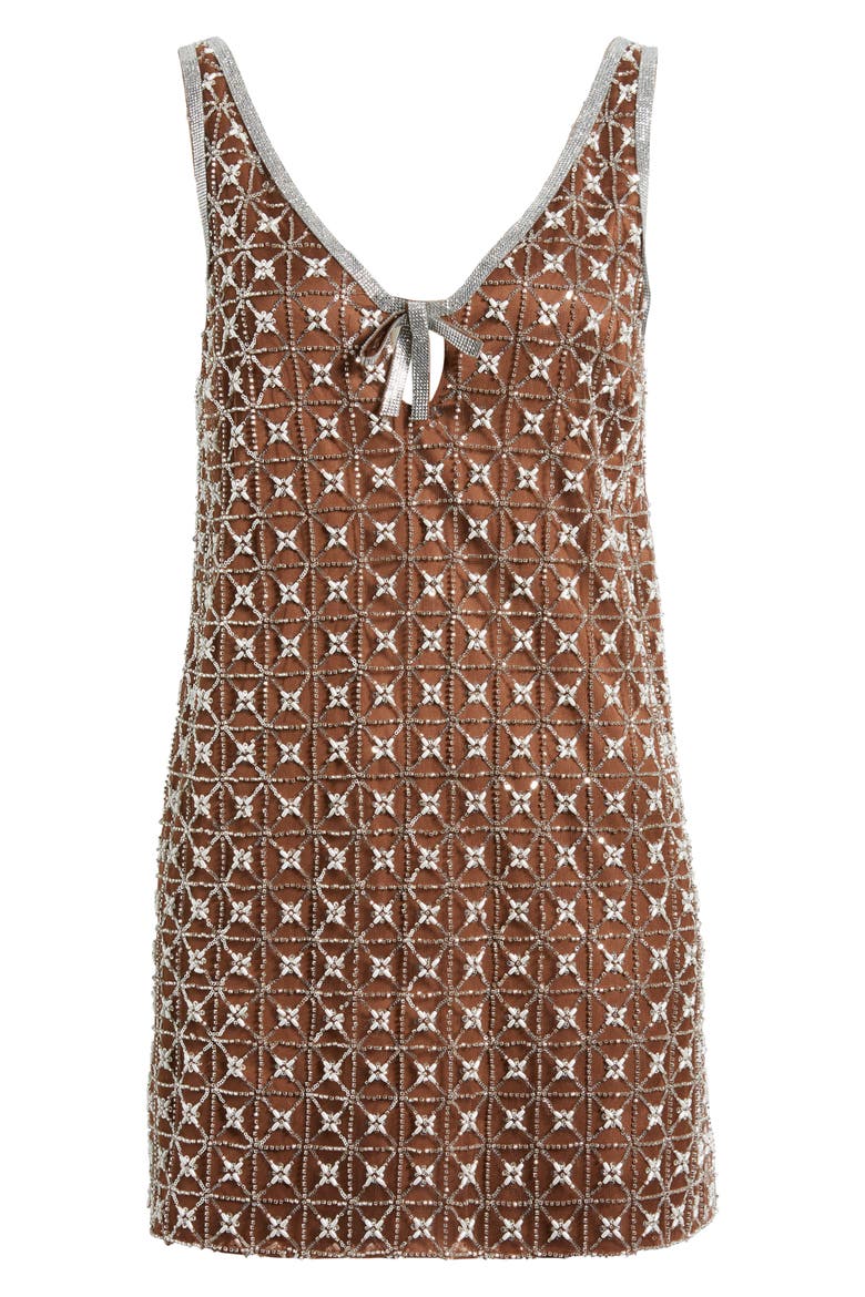 Jeanetta Sequin Embroidery Cocktail Minidress, Alternate, color, CHOCOLATE