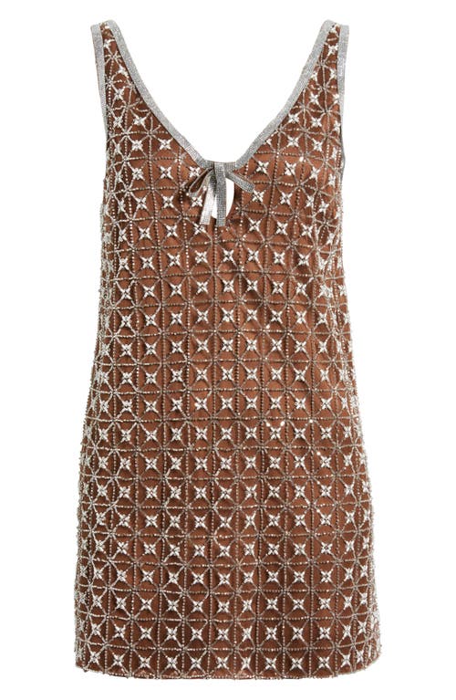 Saylor Jeanetta Sequin Embroidery Cocktail Minidress In Brown