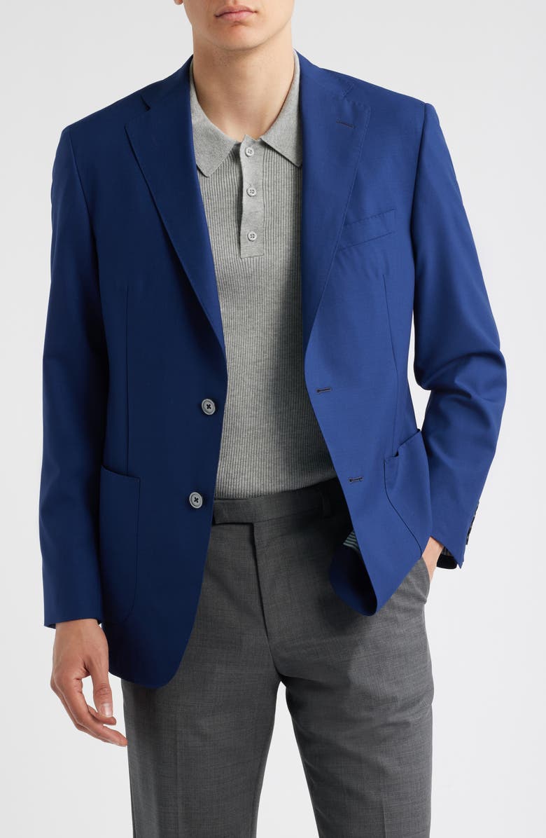 Heritage Gold Blue Poplin Super 150s Wool Sport Coat, Main, color, Blue
