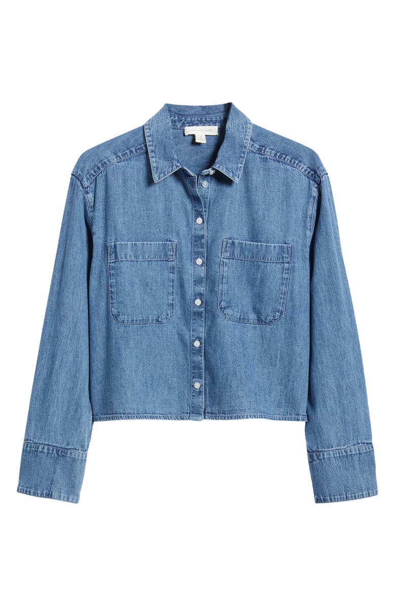 Treasure & Bond Chambray Crop Button-Up Shirt, Alternate, color,