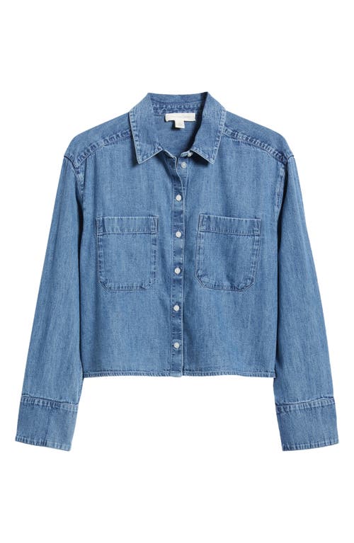 TREASURE & BOND TREASURE & BOND CHAMBRAY CROP BUTTON-UP SHIRT